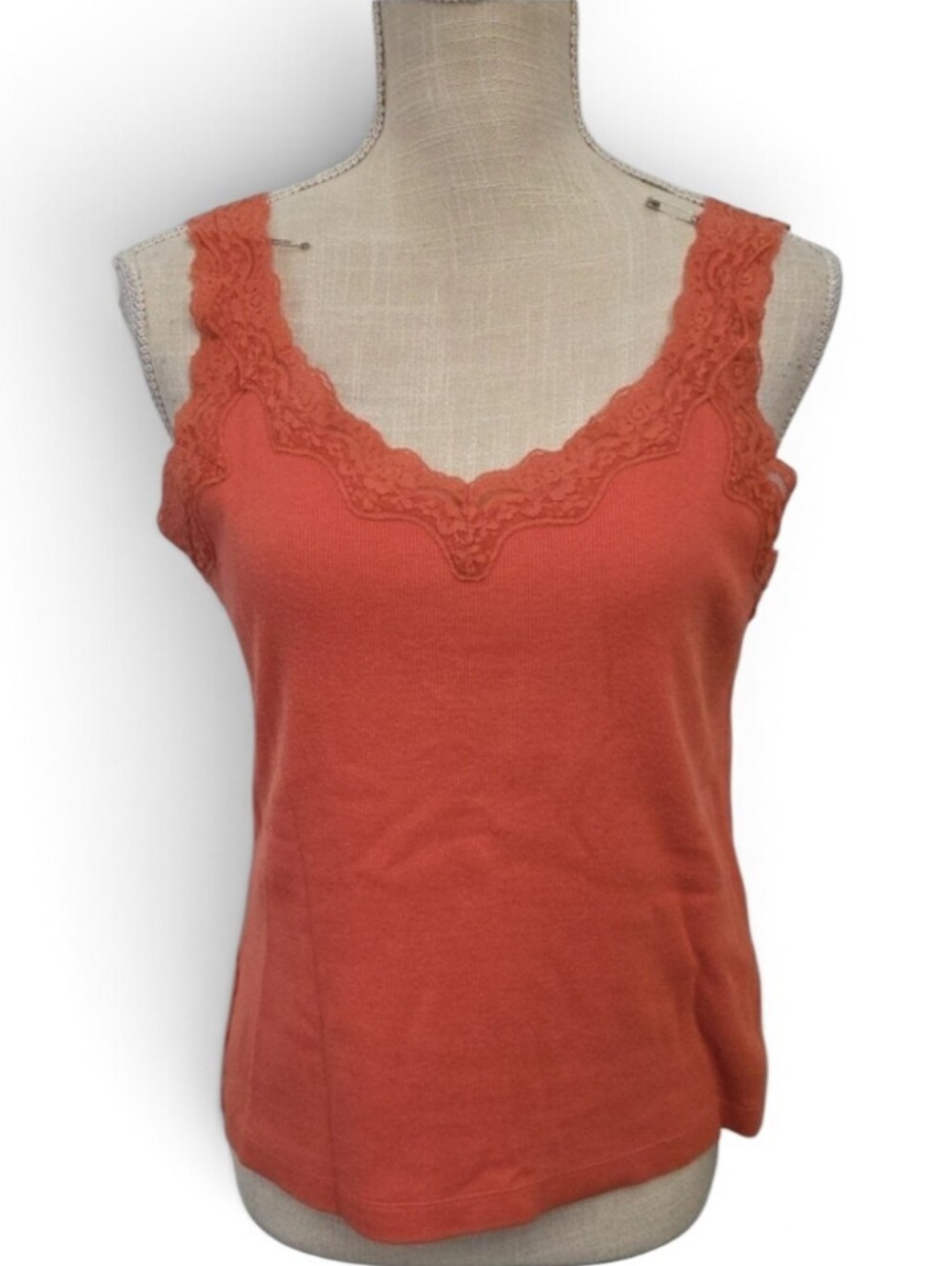 Sigrid Olsen SOblue Coral Lace-Trim Tank Camisole